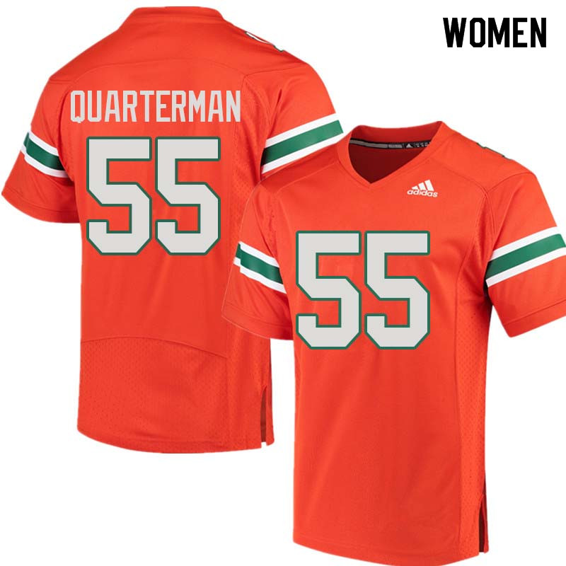 Women Miami Hurricanes #55 Shaquille Quarterman College Football Jerseys Sale-Orange